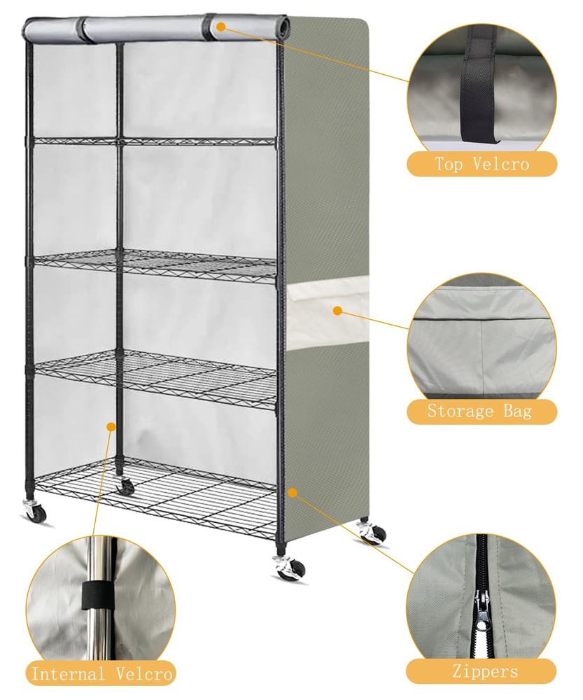 Heavy-Duty Waterproof Wire Shelf Cover, Garage Storage Shelving Protector, Un...