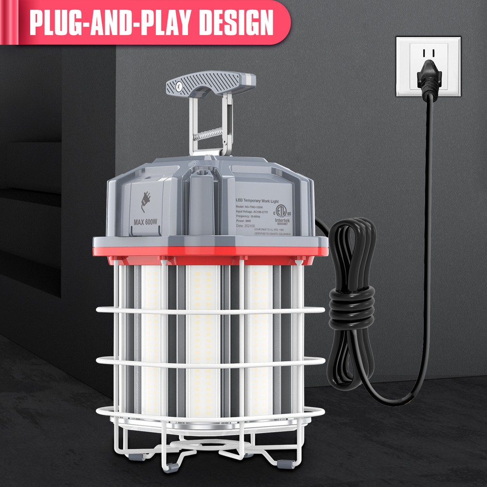 100W Linkable LED Temporary Work Light Hanging Construction Lights 5000K 14500LM