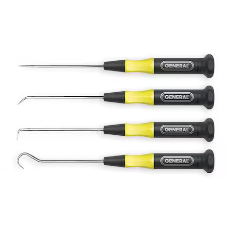 General Tools 60004 Probe Set, 1 Straight, 1 Hook, 2 Bent, 4 Pc