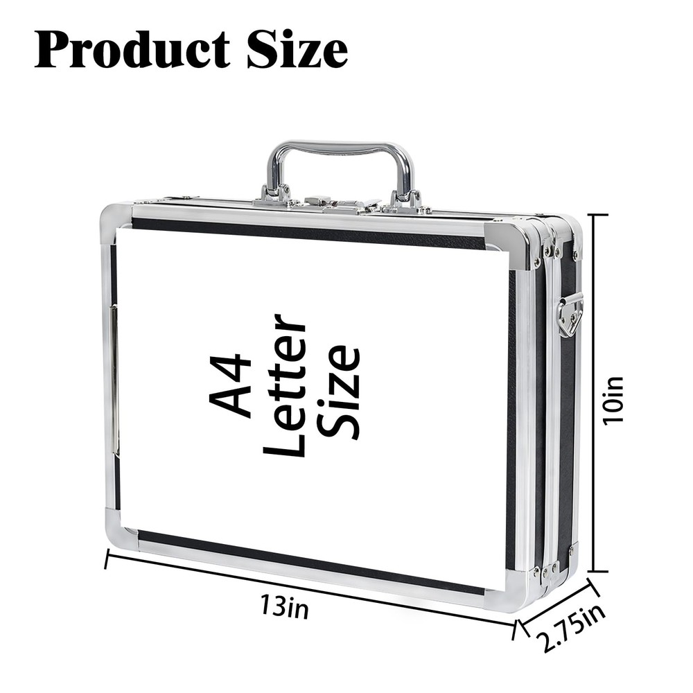Aluminum Briefcase, Key Lock Clipboard Storage Box, Lockable Storage Case wit...