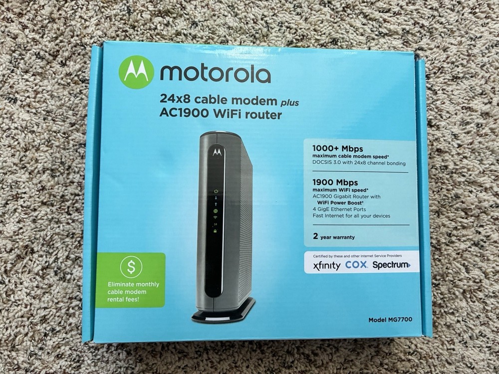 Motorola 24x8 Cable Modem Plus AC1900 WiFi
