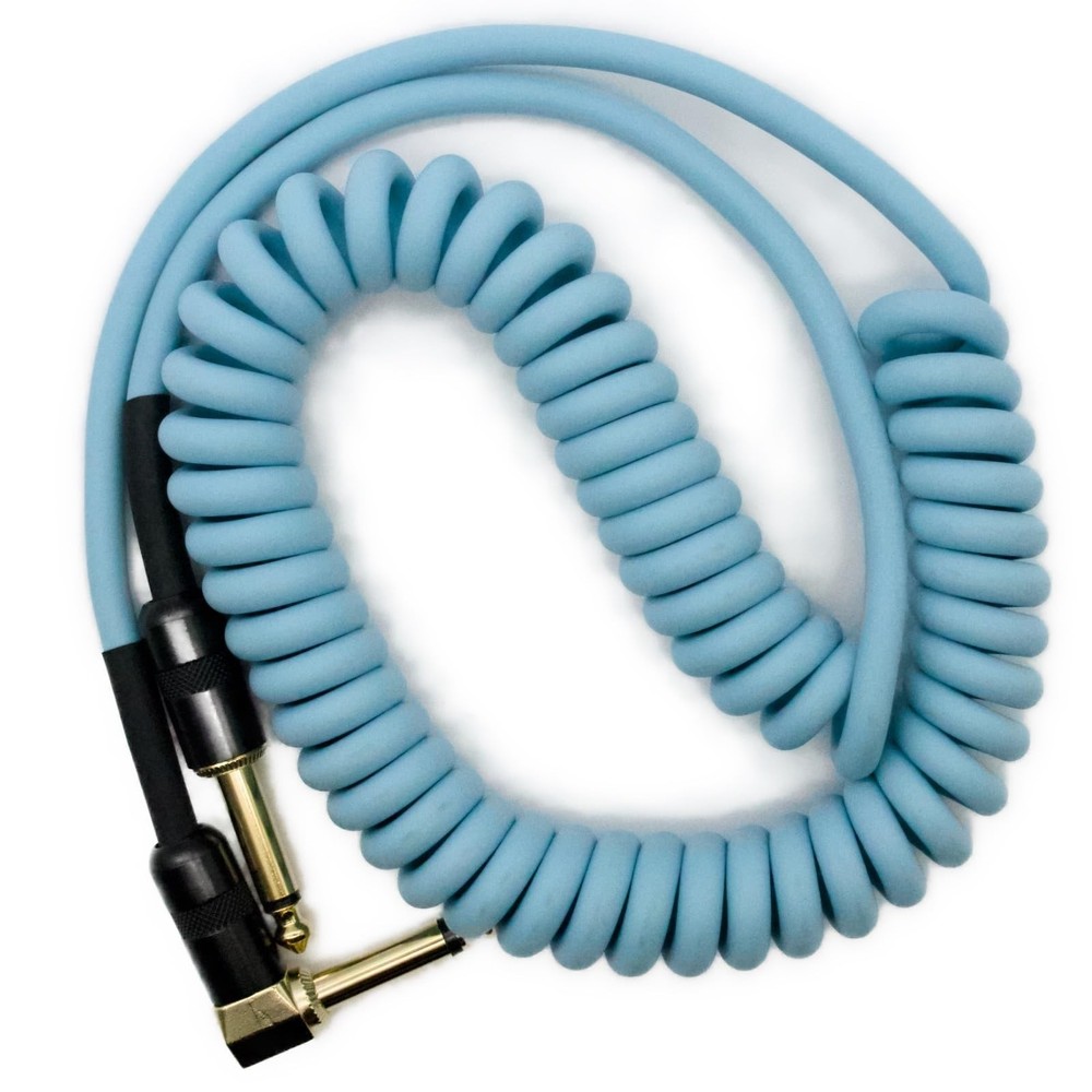 10ft Coiled Guitar Cable - Stretchable Curly Instrument Cable, 1/4" Right Angle