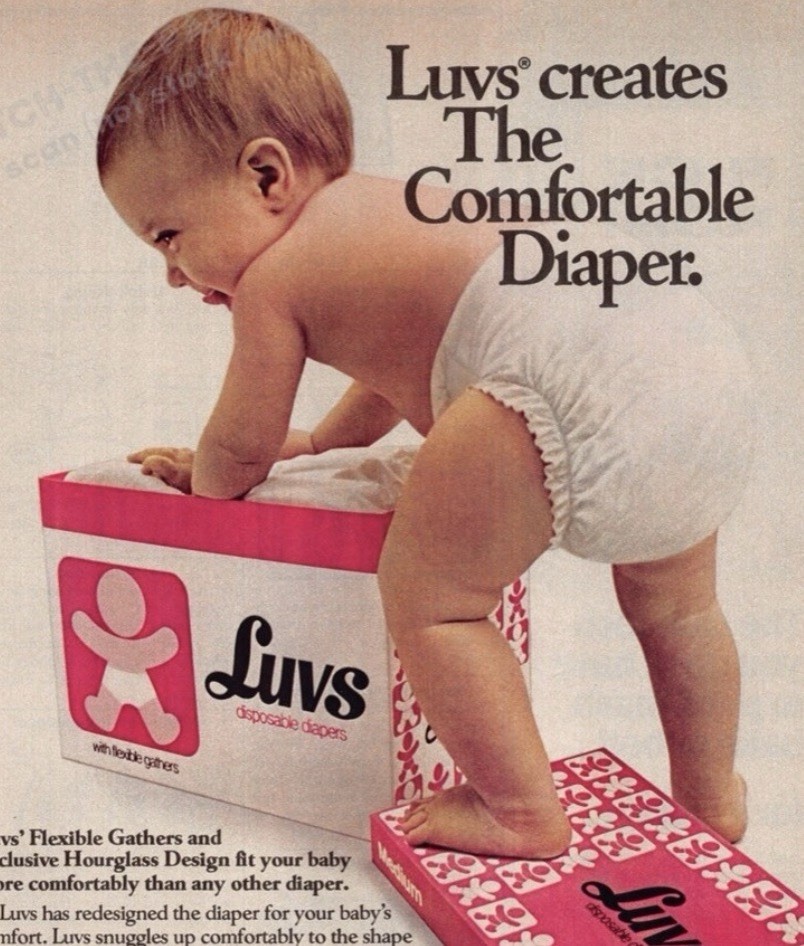 1980 Plastic Luvs Diapers Medium Plastic