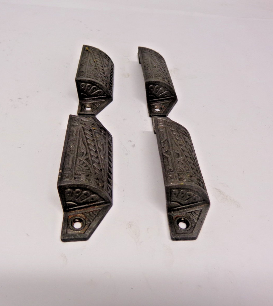 Antique Original Set of Four Cast Iron Victorian Drawer Pulls