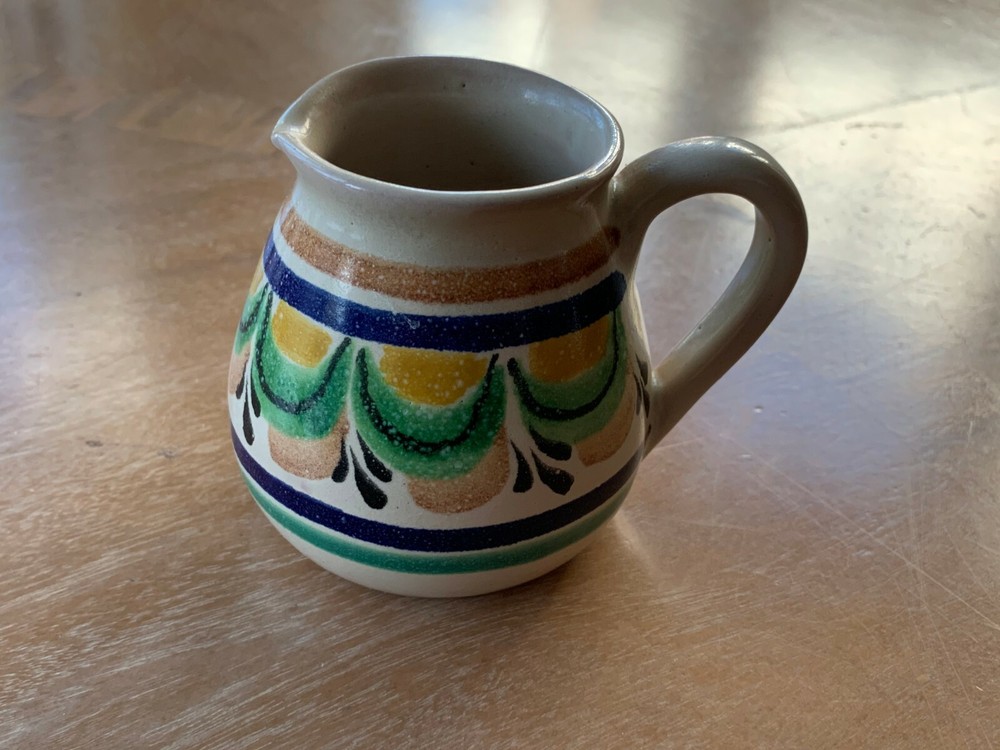 Gio Mexican Signed Pottery Cereal Milk / Syrup Pitcher 3" Height