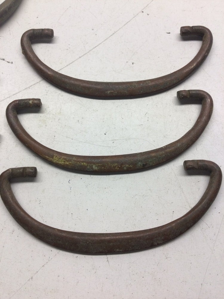 7) Antique Solid Brass Drawer Pulls Bails Only