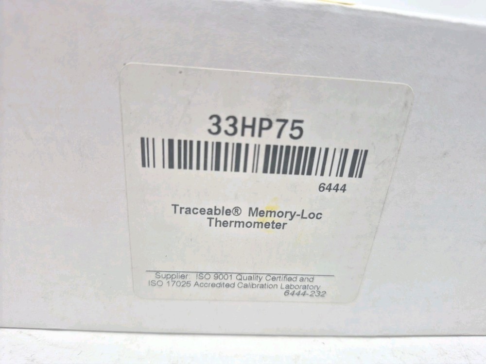 TRACEABLE 6444 Digital Therm, Memory-Loc Datalogging Thermometer 33HP75