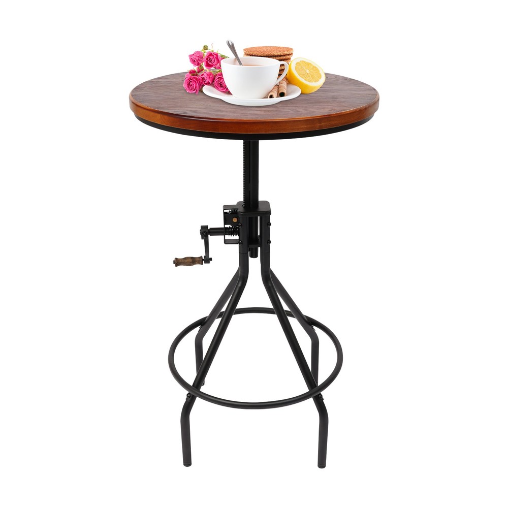 Height Adjustable Side Table Lifting Bar Table Rustic Elegance Style Side Table