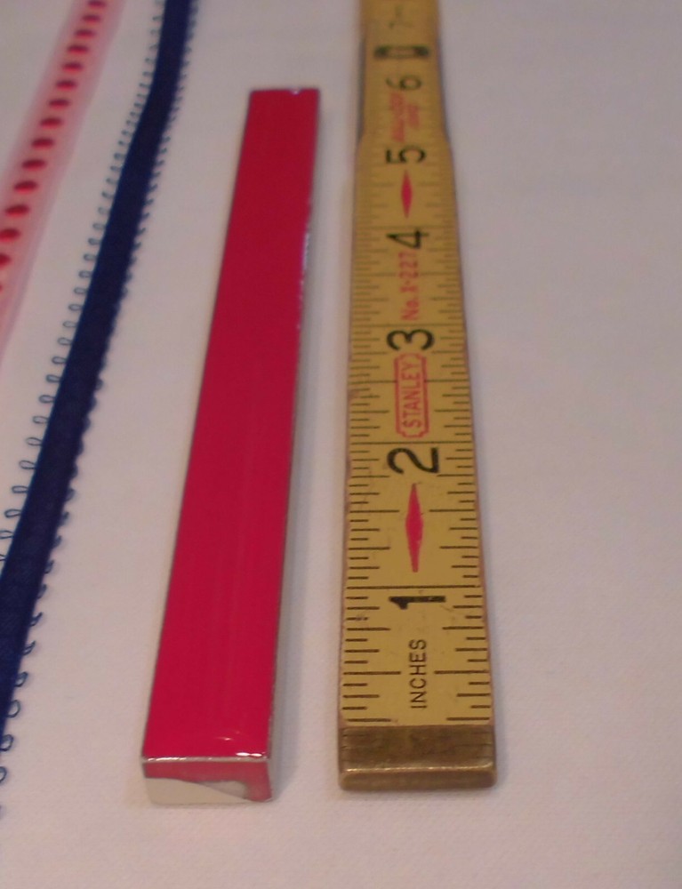1 pc. *Glossy Ruby Red* Ceramic Tile; Pencil - Liner - Sizzle; 1/2" X 6" by A.O.