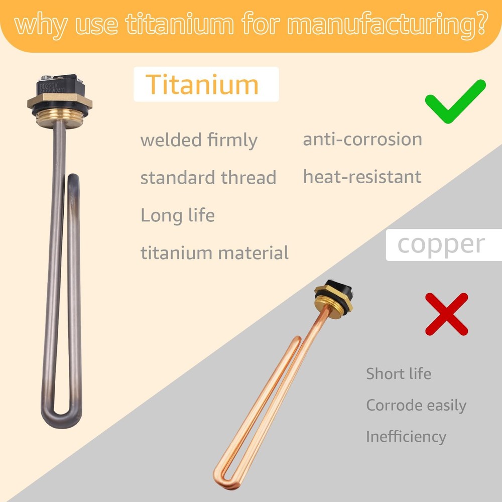 Titanium HE 55220 Tankless Water Heater Heating Element, Screw in Mixed color