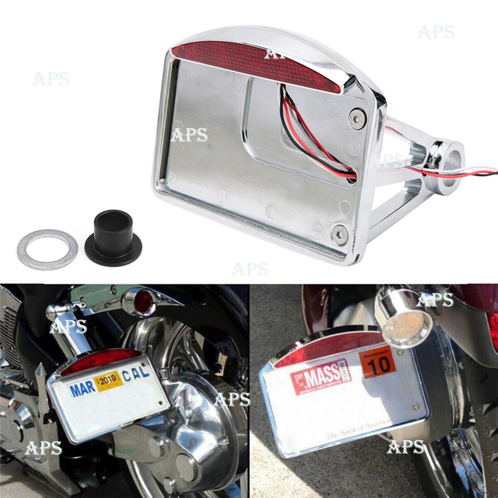 Motorcycle License Plate LED Tail Light Horizontal Mount Bracket Holder Custom