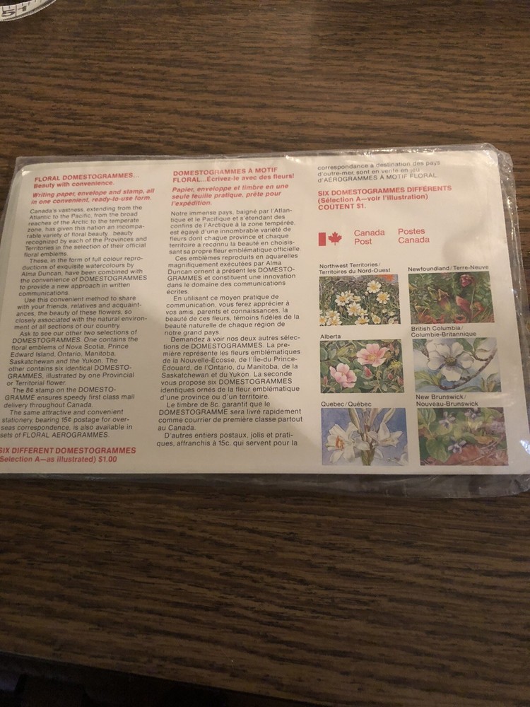 Canada Sealed Domestogrammes Floral (6) Different Sealed Mint Unused