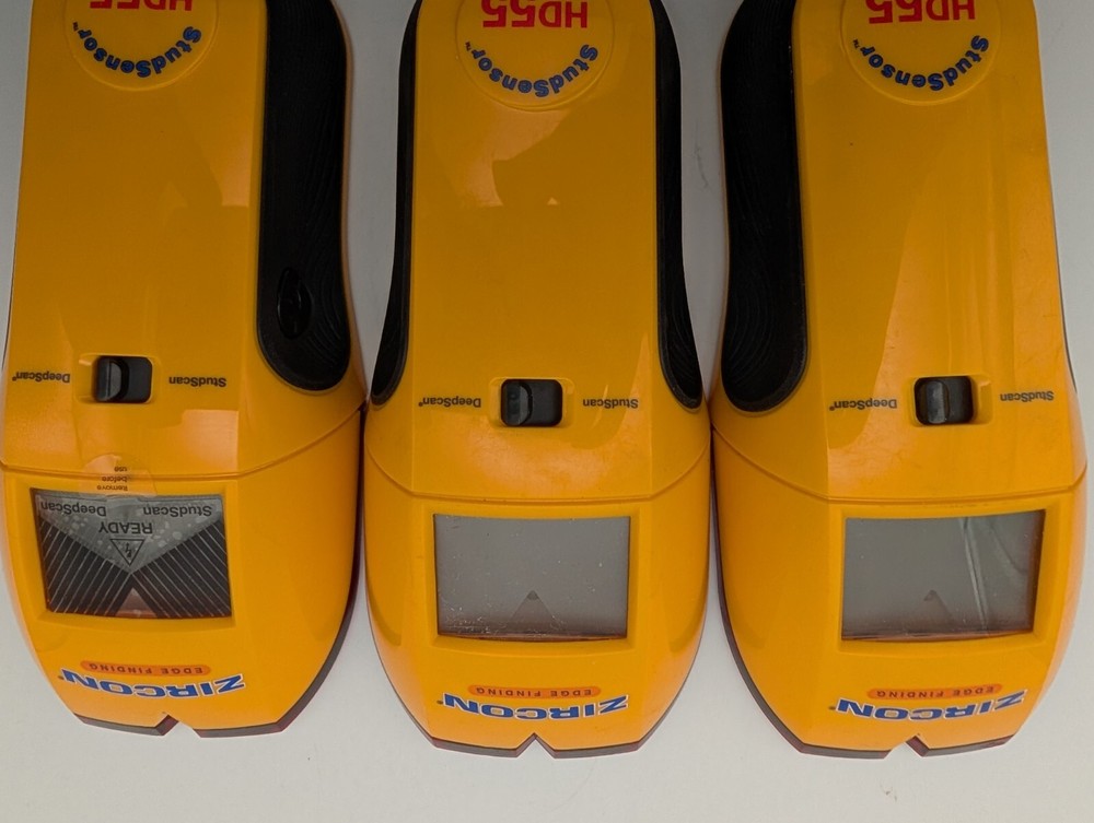 3x ZIRCON HD55 STUDSENSOR ELECTRONIC STUD & EDGE FINDING DEEPSCAN Batt Inculded