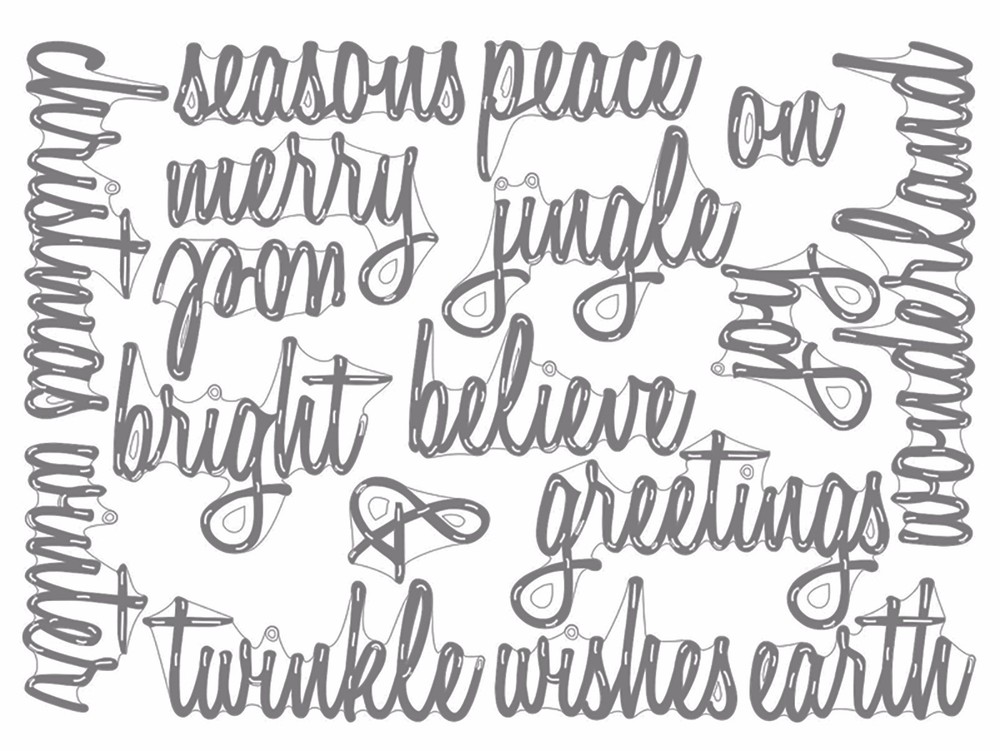 Sizzix Thinlits Holiday Words: Script 17-die set #660058 Retail $22.99 Tim Holtz