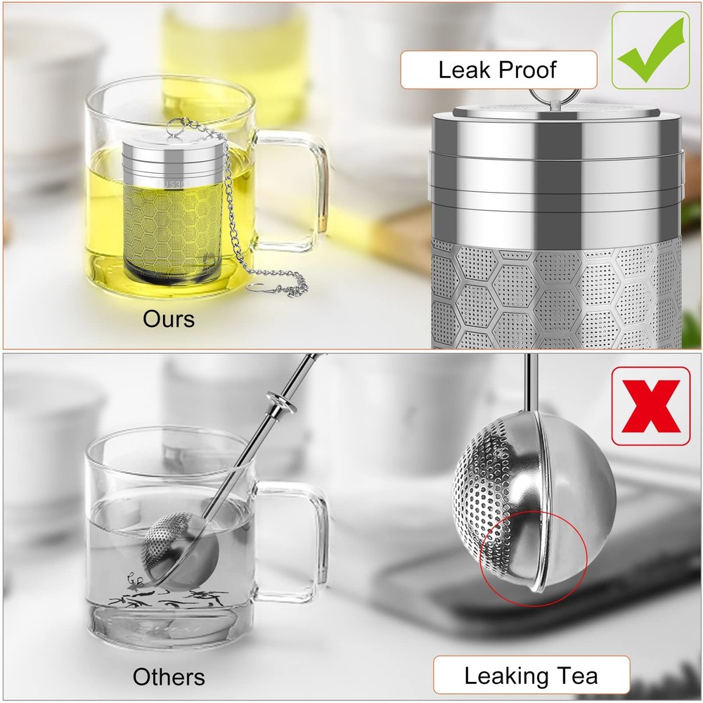 Numola Large Tea Infusers for Loose Tea, Extra Fine Mesh Large, Silver