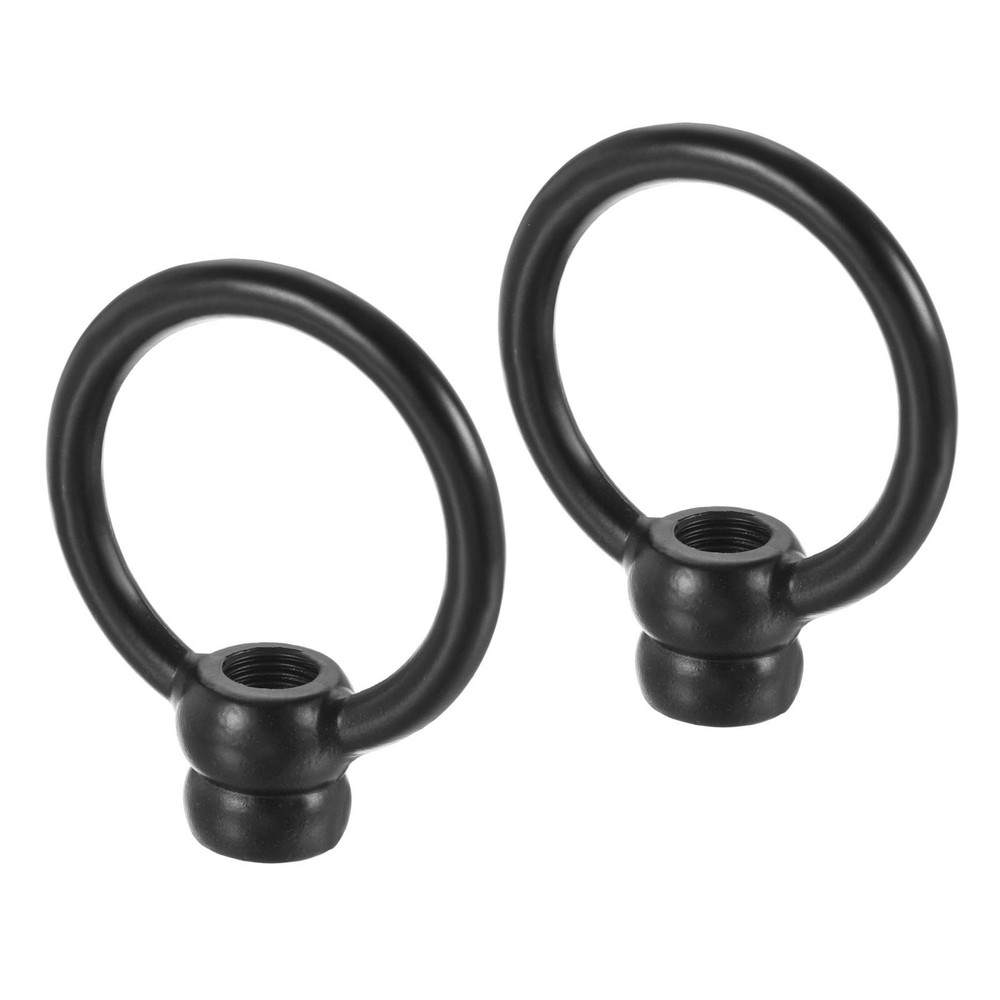 2pcs Eye Nut 15kg Max Load 51x59mm M10 Thread Ring Shape Female Loop Black