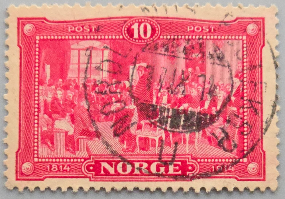 Norway 1914 10 Øre Constitutional Centenary Eidsvoll Used Norway's First Commem.
