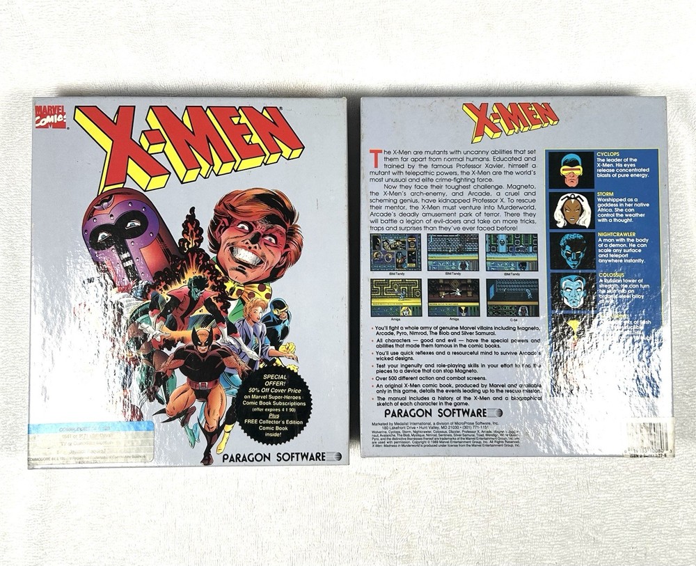 RARE Paragon Software Marvel Comics X-Men Commodore 64/128 Game with Box