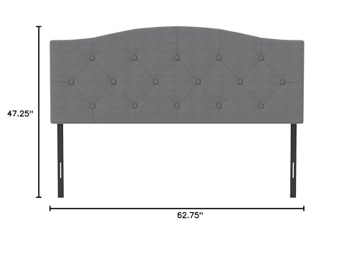 Provence Upholstered Arch Adjustable Full/Queen Headboard Only Glacier Gray
