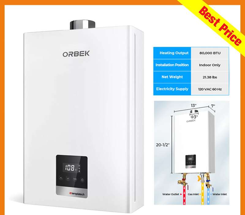 ORBEK Propane Gas Tankless Water Heater 80,000 BTU On-Demand Instant Hot Water