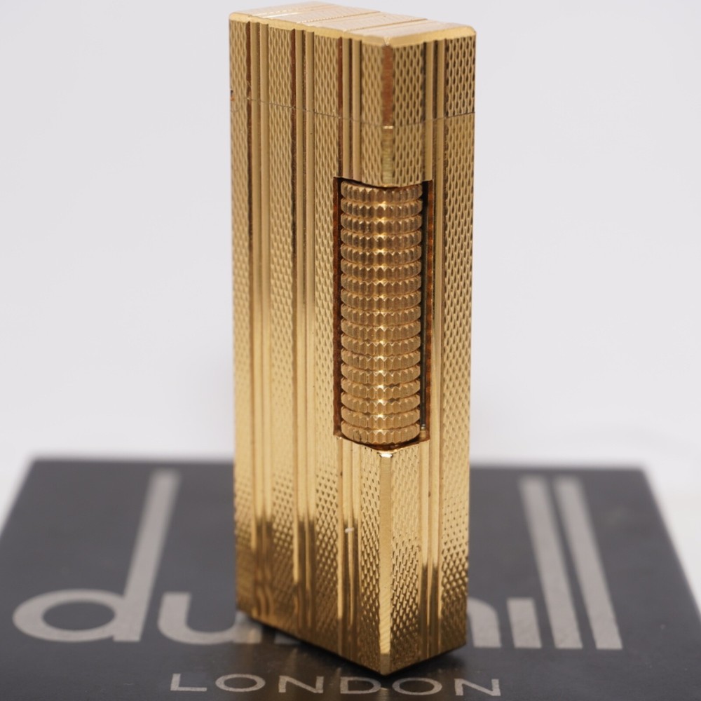 Dunhill Lighter Gold Burley Pattern_Three lines_Ultrasonically cleaned_Working