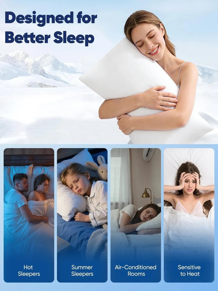 Cooling Pillow Cases, 2 Pack Arc-Chill Q-max 0.5 Cool King Size Summer Pillow