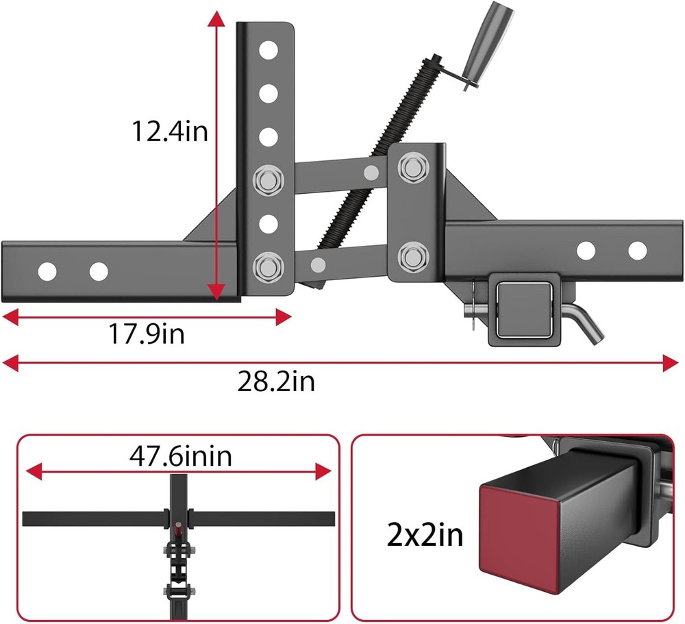 48" Manual Quick Implement Lift 1-Point Lift System for ATV/UTV with 2" Receiver