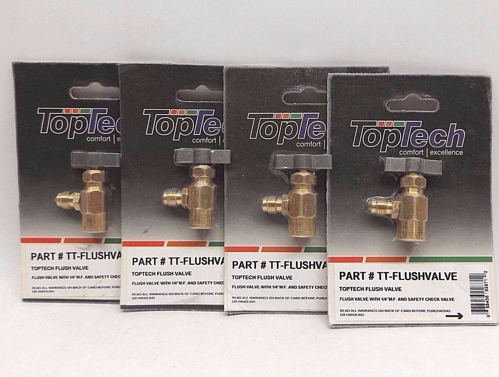 Lot of 4 – Toptech DC0016 Tt Flush Valve 1/4″ Mf and Safety Check Valve