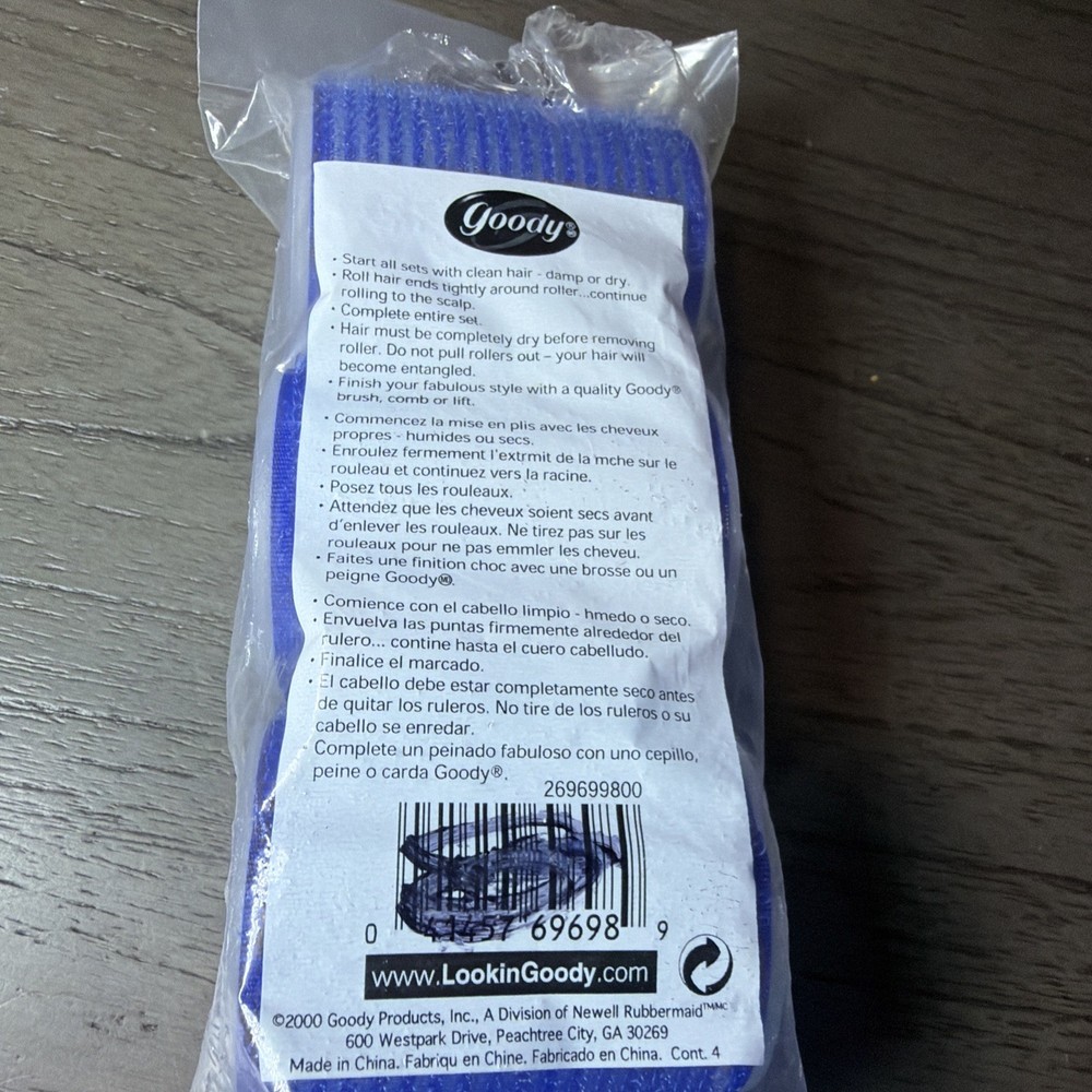 Goody Blue 2” Self Holding Rollers Curlers 4PC Small Bouffant New From Yr 2000