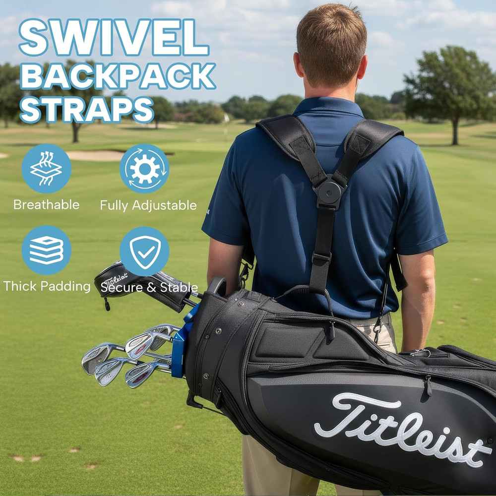 Golf Bag Shoulder Strap, Universal Golf Bag Strap Replacement Double Shoulder Ad