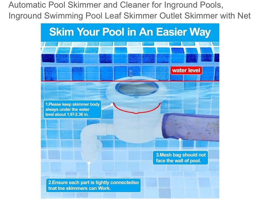 Automatic Pool Skimmer Cleaner for Inground Pools Leaf Skimmer Net