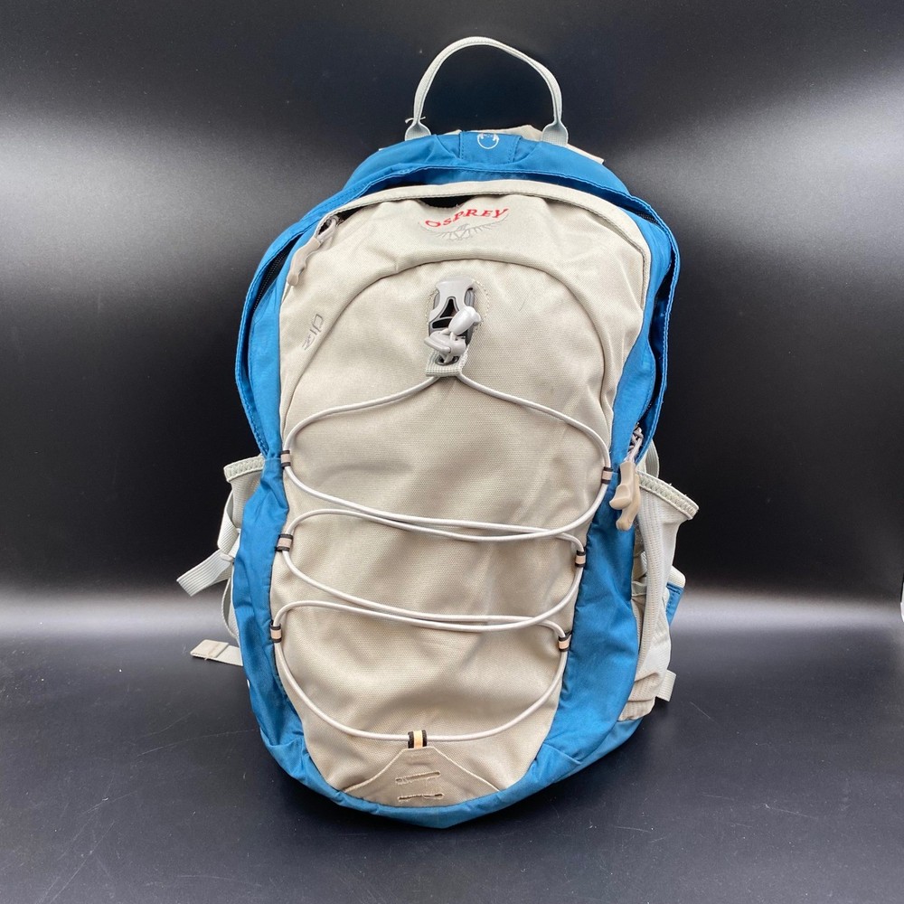 Osprey Zoid Backpack Mens OS Blue Tan Hiking Daypack Gorpcore Bungee Hydration