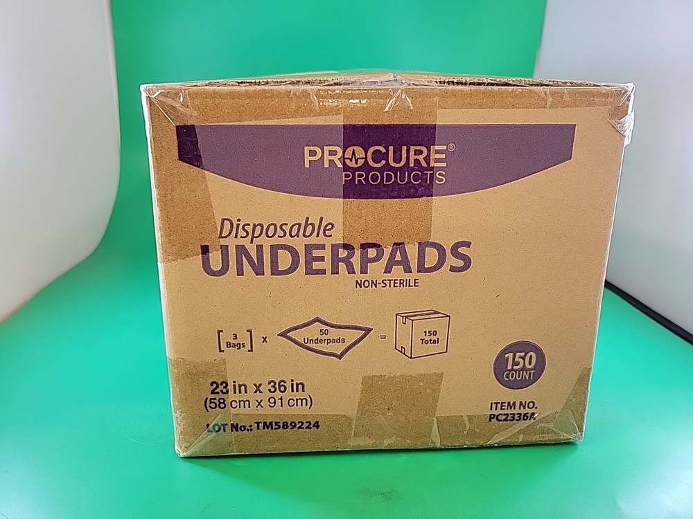 PROCURE PRODUCTS DISPOSABLE UNDERPADS 150 count 23" X 36''