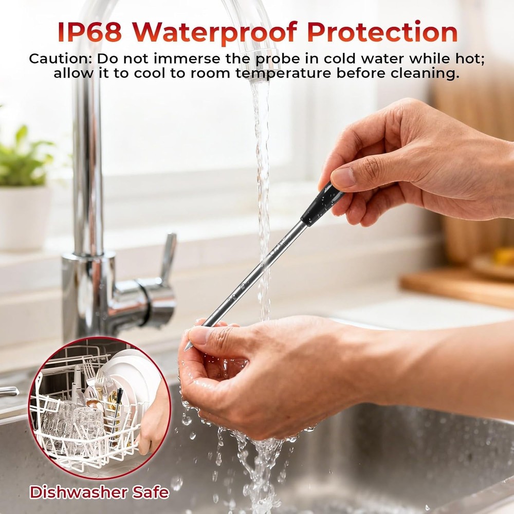 Smart Bluetooth Wireless Meat Thermometer with Probe | Long Range Digital Thermo