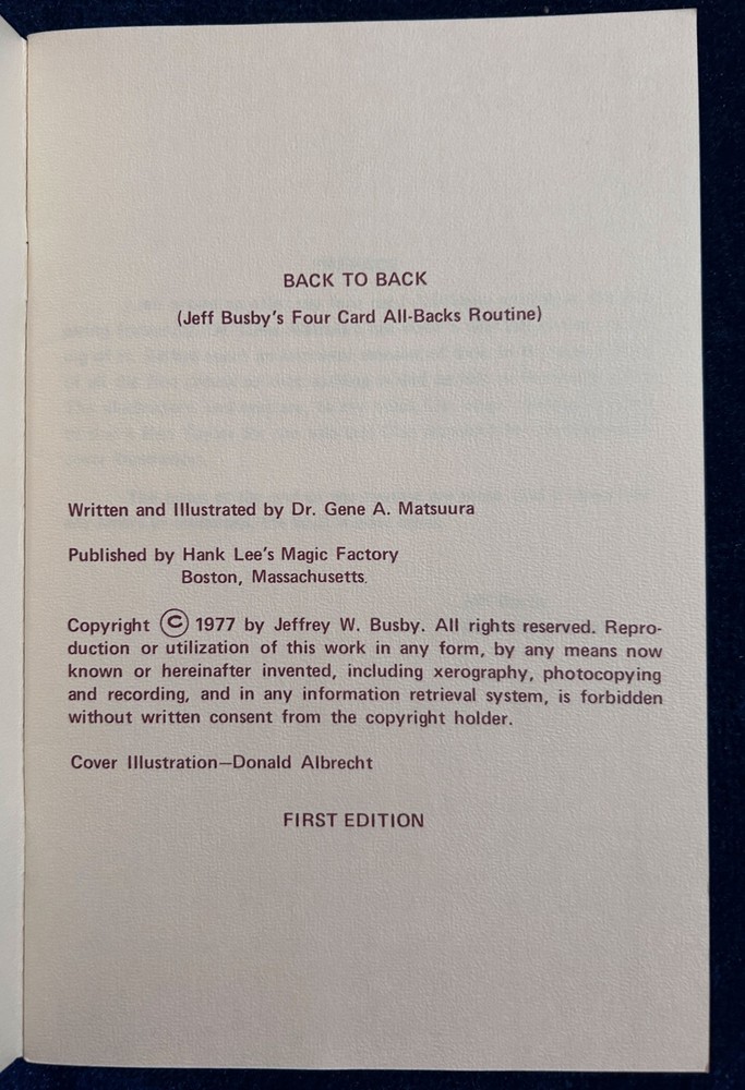 Back To Back (Jeff Busby) -1977