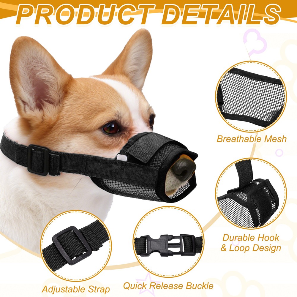 Dog Muzzle Soft Mesh Muzzle Mouth Guard Cover Black M