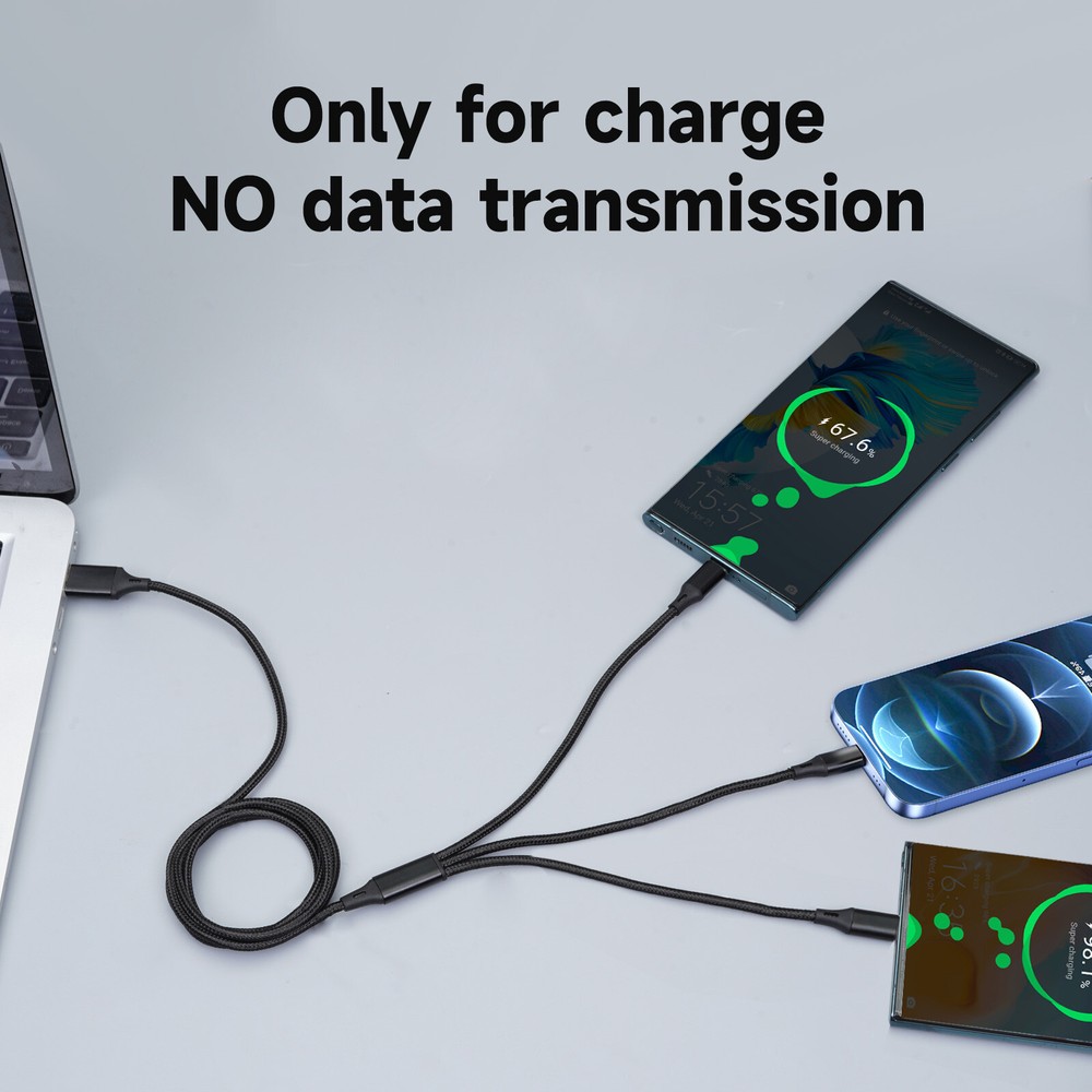 3A Fast USB Charging Cable Universal 3 in 1 Multi Function Cell Phone Charger