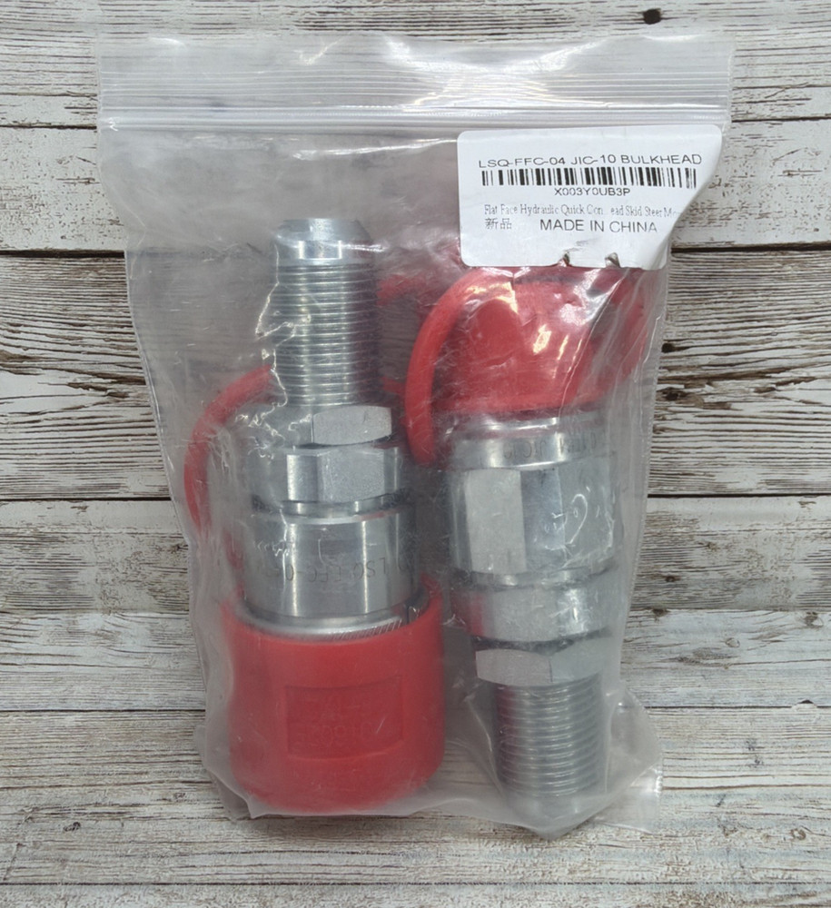 Flat Face Hydraulic Quick Connect Coupler, #10 JIC Bulkhead Skid Steer Mount