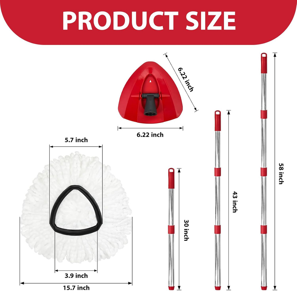 Spin Mop Replacement Set for O-Ceda EasyWring 1-Tank System, Includes 2 Mop Head