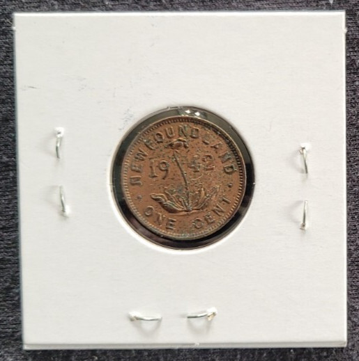 1942 Newfoundland 1 Cent Coin - Nice Red/Brown