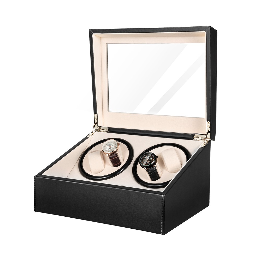 4+6 Luxury Automatic Rotation Watch Winder PU Leather Storage Case Display Box