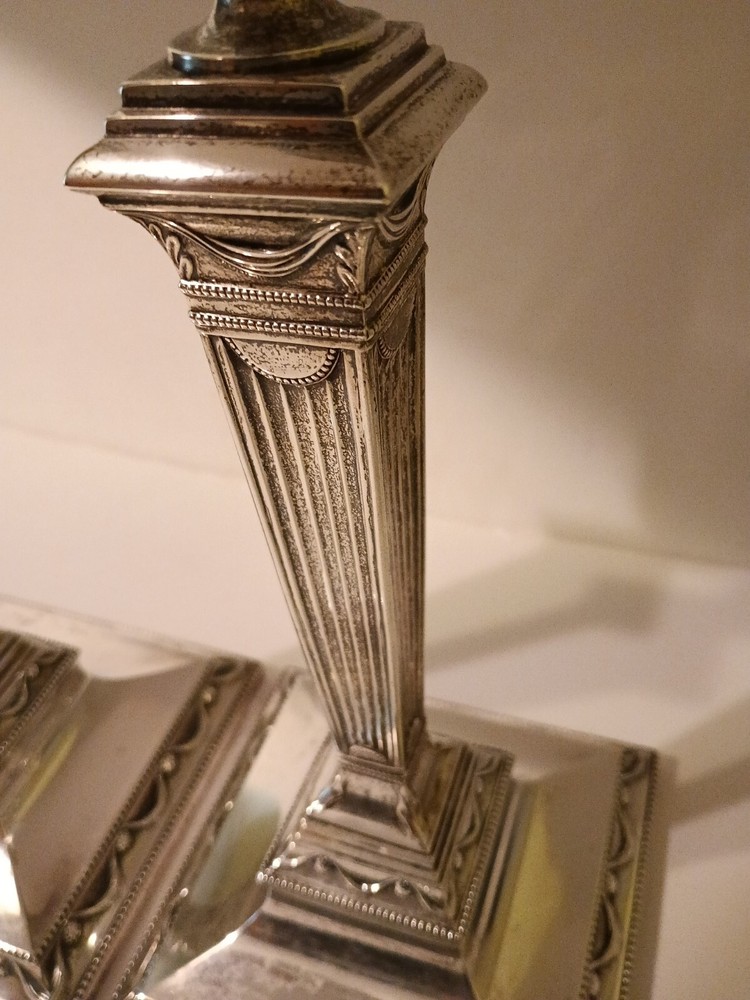 PR. Tiffany & Co. Sterling Silver Candlesticks George III Style 12"