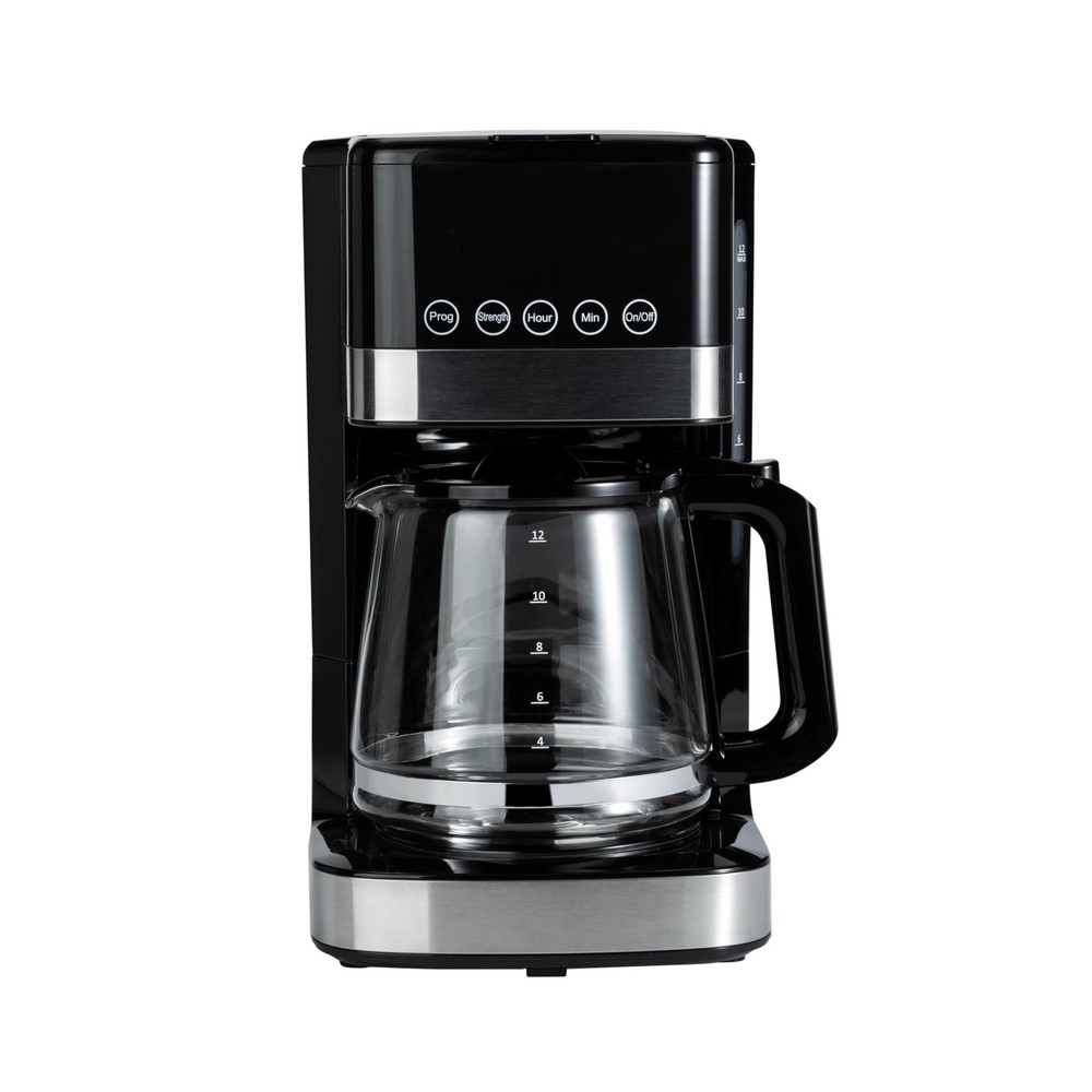 Amazon Basics Programmable 12 Cup Drip Coffee Maker, 12-Cup, Black & Silver