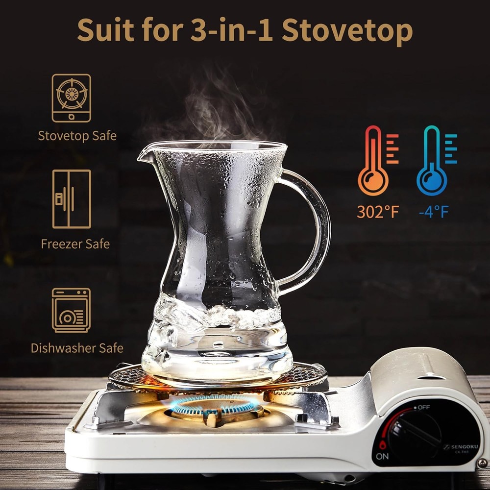 - Pour Over Coffee Maker with Permanent Stainless Filter 32 fl oz=