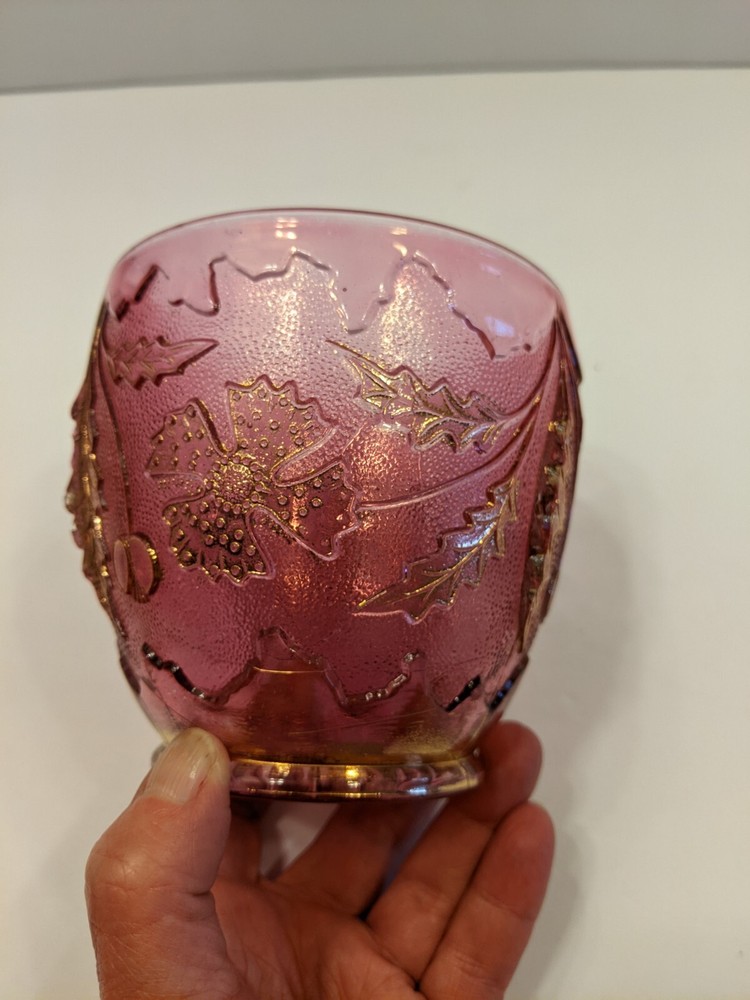 VTG U.S. Glass Co. Open Sugar Ruby Stain With Gold