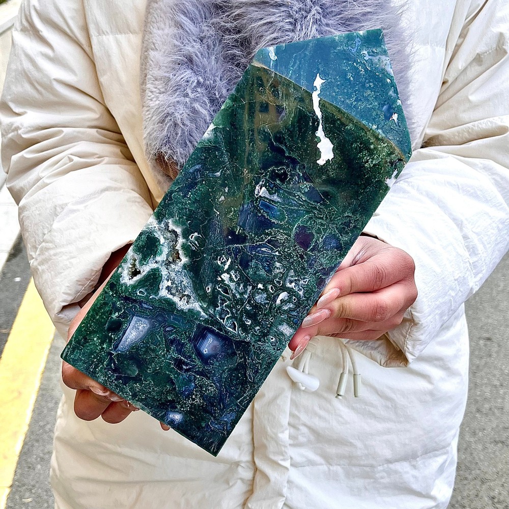 4.71LB Water grass agate wide column obelisk sample column