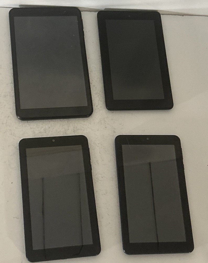 Lot of 4 Tablets- Amazon Fire, Onn., QLink- Android