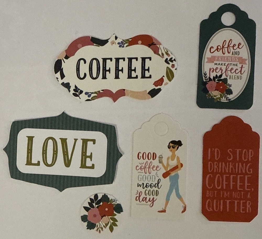COFFEE FRAMES & TAGS EPHEMERA Die-Cut Set(33pc) Echo Park•Drinks•Card Making•