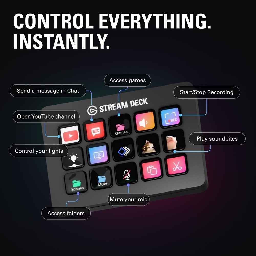 Compact Stream Deck MK.2: 15 Customizable Keys for Enhanced Streaming Experience