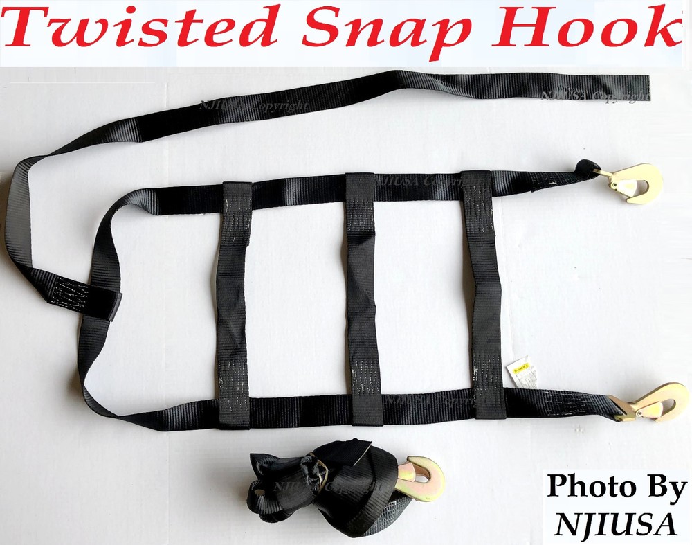 2x Car Dolly Wheel Net Tire Basket Tow Adjustable Straps Twisted Snap Hook BLACK